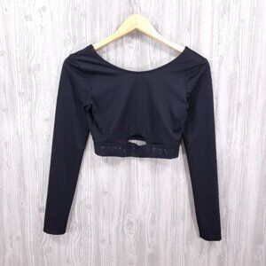 Victoria Secret Sport Black Crop Top Keyhole Open Back Athletic Athleisure